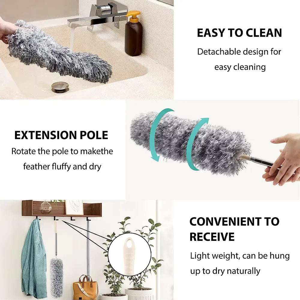 Flexible Microfibre Cleaning Duster with Extendable Rod